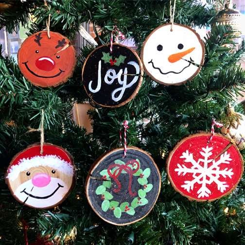 christmas wood round ornaments-1